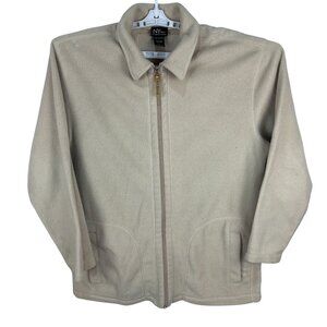 NY & Co Womens Beige Fleece Zip-Up Jacket With Pockets Size L